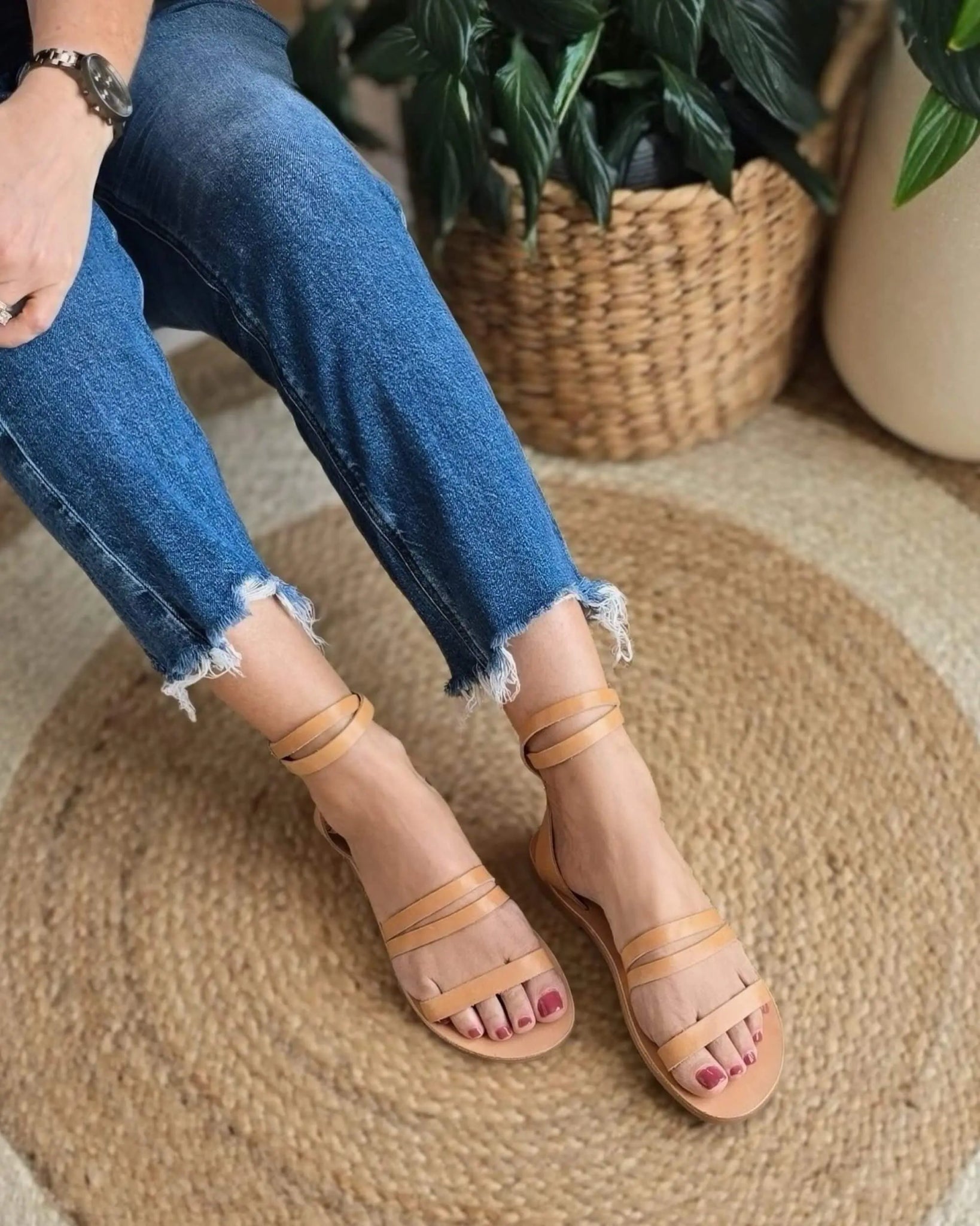 Sandalia Gia en color caramelo